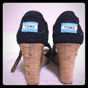 Black Toms Platform Wedge Sandal